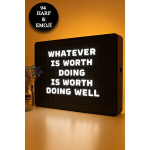 Işıklı Yazı Tahtası Mesaj Panosu Pegboard Pano 94 Harf Ve Emoji Seti Çocuk Yazı Tahtası Led Işık