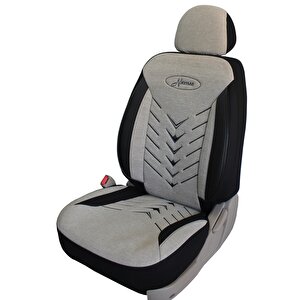 Opel Grandland Uyumlu Keten Kumaş Oto Koltuk Kılıfı Bej-Siyah