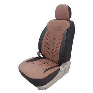 Peugeot E-5008 Uyumlu Keten Kumaş Oto Koltuk Kılıfı Taba-Siyah