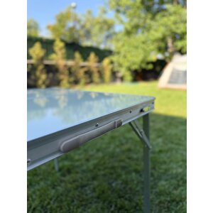 Modulbox Katlanabi̇li̇r Kamp Masasi, Alümi̇nyum, 80x80 Ölçü, Pi̇kni̇k Masasi, Açik Yeşi̇l