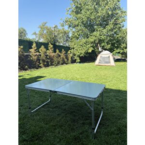 Modulbox, Katlanabi̇li̇r, Ayarlanabi̇li̇r Yüksekli̇k, Alümi̇nyum, 60x120, Kamp Masasi, Pi̇kni̇k Masasi, Açik Yeşi̇l