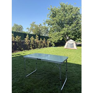 Modulbox, Katlanabi̇li̇r, Ayarlanabi̇li̇r Yüksekli̇k, Alümi̇nyum, 60x120, Kamp Masasi, Pi̇kni̇k Masasi, Açik Yeşi̇l
