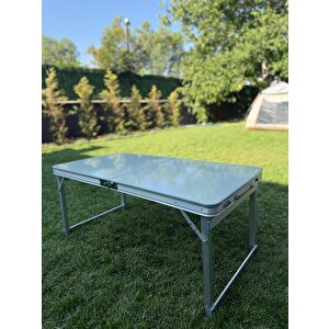 Modulbox Katlanabi̇li̇r, Ayarlanabi̇li̇r Alümi̇nyum, 60x120 Cm, Lüks, Kamp Masasi, Pi̇kni̇k Masasi, Açik Yeşi̇l