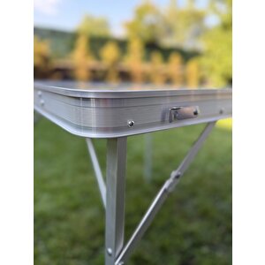Modulbox Katlanabi̇li̇r Kamp Masasi, Alümi̇nyum, 80x80 Ölçü, Pi̇kni̇k Masasi, Si̇yah