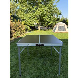 Modulbox Katlanabi̇li̇r Kamp Masasi, Alümi̇nyum, 80x80 Ölçü, Pi̇kni̇k Masasi, Si̇yah