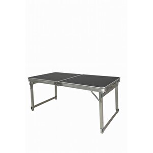 Modulbox Katlanabi̇li̇r, Ayarlanabi̇li̇r Alümi̇nyum, 60x120 Cm, Lüks, Kamp Masasi, Pi̇kni̇k Masasi, Si̇yah