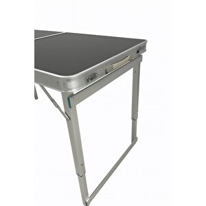 Modulbox Katlanabi̇li̇r, Ayarlanabi̇li̇r Alümi̇nyum, 60x120 Cm, Lüks, Kamp Masasi, Pi̇kni̇k Masasi, Si̇yah