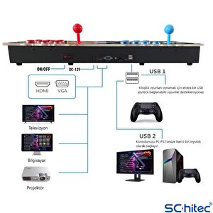 Schitec 4khd 3d Gamebox Arcade 48 Emülatörlü Oyun Konsolu Pandora Atari Makinası 42000 Oyunlu Tv Baglanan