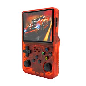 Schitec 3.5 Inç Otg Çıkışlı Taşınabilir Retro Oyun Konsolu 15000+ Oyunlu El Atari Şeffaf Kırmızı R36s