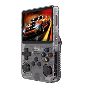 Schitec 3.5 Inç Otg Çıkışlı Taşınabilir Retro Oyun Konsolu 15000+ Oyunlu El Atari Şeffaf Siyah R36s