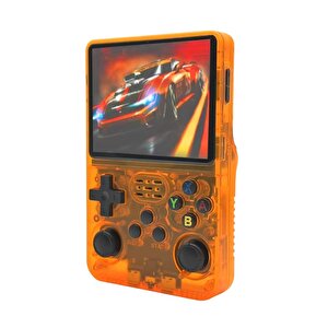 Schitec 3.5 Inç Otg Çıkışlı Taşınabilir Retro Oyun Konsolu 15000+ Oyunlu El Atari Şeffaf Turuncu R36s