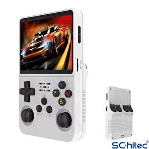 Schitec 3.5 Inç Otg Çıkışlı Taşınabilir Retro Oyun Konsolu 15000+ Oyunlu El Atari Beyaz R36s