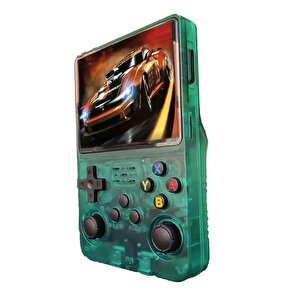 Schitec 3.5 Inç Otg Çıkışlı Taşınabilir Retro Oyun Konsolu 15000+ Oyunlu El Atari Şeffaf Yeşil R36s