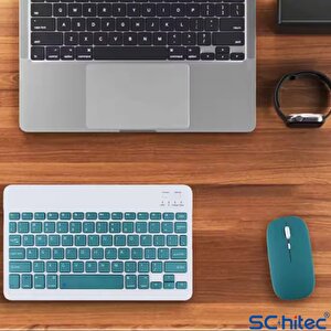 Schitec Kablosuz Klavye Ve Mouse Set Type-c Şarjlı Bluetooth 2.4g Bağlantlılı Pembe