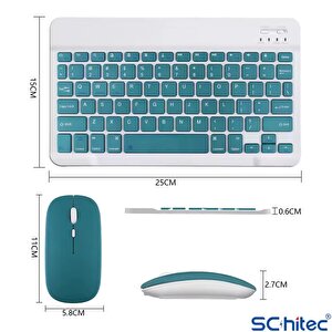 Schitec Kablosuz Klavye Ve Mouse Set Type-c Şarjlı Bluetooth 2.4g Bağlantlılı Pembe