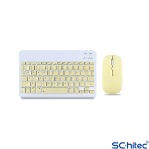 Schitec Kablosuz Klavye Ve Mouse Set Type-c Şarjlı Bluetooth 2.4g Bağlantlılı Sarı