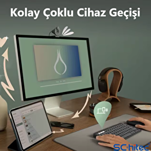 Schitec Çift Cihaz Bağlantı Özellikli Klavye Ve Mouse Set 2.4g+bt Beyaz Km902