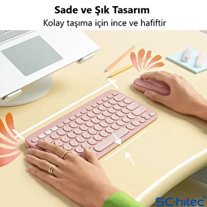 Schitec Çift Cihaz Bağlantı Özellikli Klavye Ve Mouse Set 2.4g+bt Siyah Km902