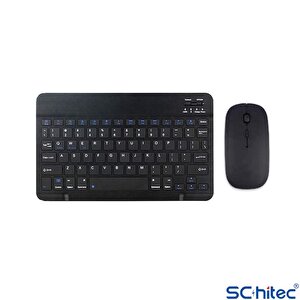 Schitec Bluetooth + 2.4 Ghz Kablosuz Klavye Mouse Seti Type-c Şarjlı – Siyah