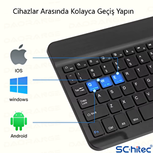 Schitec Bluetooth + 2.4 Ghz Kablosuz Klavye Mouse Seti Type-c Şarjlı – Siyah