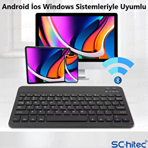 Schitec Bluetooth + 2.4 Ghz Kablosuz Klavye Mouse Seti Type-c Şarjlı – Siyah
