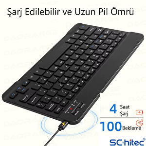 Schitec Bluetooth + 2.4 Ghz Kablosuz Klavye Mouse Seti Type-c Şarjlı – Siyah