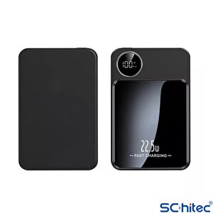 Schitec 22.5w Magsafe Kablosuz Ve Dijital Ekranlı 10000mah Powerbank Siyah