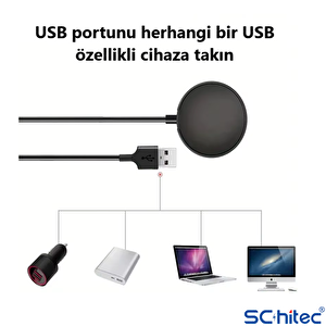 Schitec Samsung Watch 4/watch 5/ Watch 6 Uyumlu Usba Girişli Fast Wireless Charge Hızlı Kablosuz Akıllı Saat Şarj Cihazı