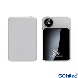 Schitec 22.5w Magsafe Kablosuz Ve Dijital Ekranlı 10000mah Powerbank Beyaz