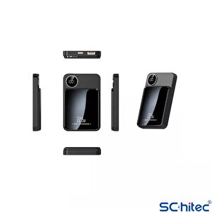 Schitec 22.5w Magsafe Kablosuz Ve Dijital Ekranlı 10000mah Powerbank Beyaz