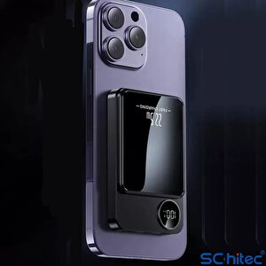 Schitec 22.5w Magsafe Kablosuz Ve Dijital Ekranlı 10000mah Powerbank Beyaz
