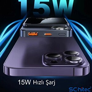 Schitec 22.5w Magsafe Kablosuz Ve Dijital Ekranlı 10000mah Powerbank Beyaz