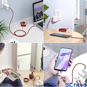 Schitec 6a 60w Usba To Type-c Hızlı Data Ve Turbo Fast Şarj Kablosu 100cm Kırmızı K323