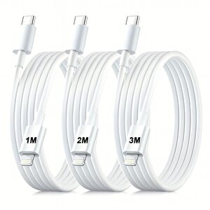 Schitec 3 Paket 6a 100w Type-c To Lightning Hızlı Data Ve Şarj Kablosu 1 Metre/  2 Metre / 3 Metre Beyaz Sx112131 - Schitecsx11213
