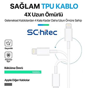 Schitec 3 Paket 6a 100w Type-c To Lightning Hızlı Data Ve Şarj Kablosu 1 Metre/  2 Metre / 3 Metre Beyaz Sx112131 - Schitecsx11213