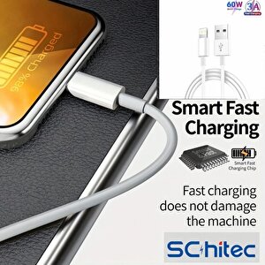 Schitec 3a 60w Usba To Lightning Hızlı Data Ve Şarj Kablosu 3 Metre Beyaz Sx23