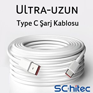 Schitec 3a 60w Usba To Type-c Hızlı Data Ve Şarj Kablosu 3 Metre Beyaz Sx22