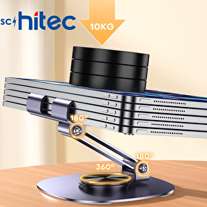 Schitec 360° Dönebilen Masa Üzeri Metal Telefon Ve Tablet Tutucu Stand Gri