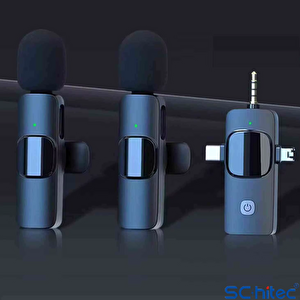 Schitec 3in1 Type-c Lightning 3.5mm Çıkışlı İkili Kablosuz Hd Wireless Yaka Mikrofonu K3519
