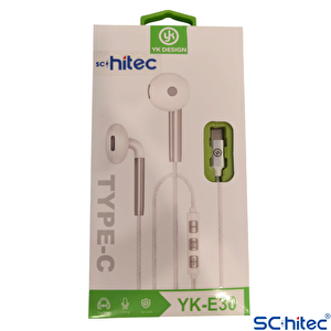 Schitec E30 High Sound Type-c Girişli Kulak İçi Mikrofonlu Kablolu Kulaklık Beyaz