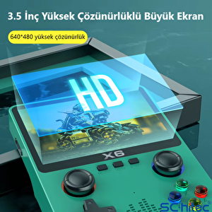Schitec X6 3.5inç Ips Ekran Taşınabilir Retro El Atari Oyun Konsolu 10000 Oyunlu Tv Bağlanan 32gb Siyah