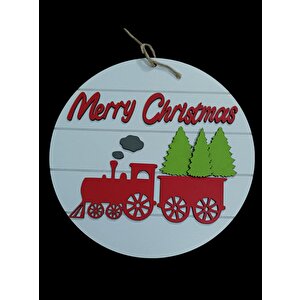 Mery Chiristmas Neew Year Yılbaşı Dekor Kapı Süsü Tren Çam Ağacı Temalı