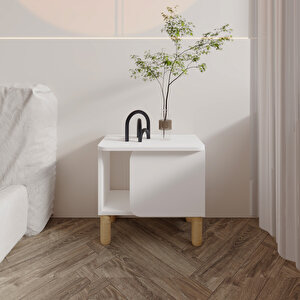 River Komodin – Şık Ve Fonksiyonel Başucu Sehpası, Beyaz Beyaz