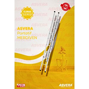 Elmas Serisi - 2 Parça X 2,5 Metre = 5 Metre Alüminyum Merdiven - Yerli Üretim