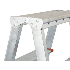 4+4 Basamaklı Çift Taraflı Galvaniz Profil Merdiven Katlanabilir Kaymaz Tabanlı 150 Kg Taşıma Kapasiteli