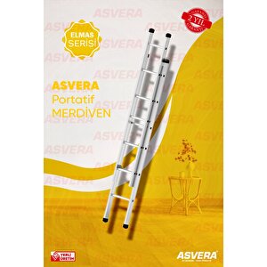 Elmas Serisi - 2 Parça X 2 Metre = 4 Metre Alüminyum Merdiven - Yerli Üretim