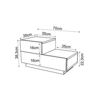 Kayra Kmd002 Led Işıklı Komodin – 2 Çekmeceli Modern Tasarım, Safir Meşe