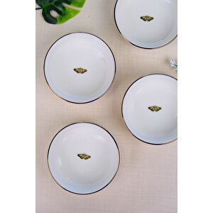 Tabak Evi Kelebek Altın Yaldızlı Kase 10x3cm 150cc 4 Lü