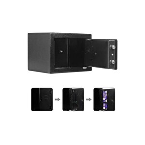 Italyan 17ef Elektronik Şifreli Çelik Para Kasası Otel Tipi Kasa 3mm Montaj Kit Hediye+ Pil