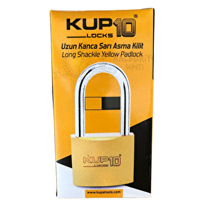 Uzun Kanca Asma Kilit Sarı 50 Mm. - 3 Anahtarlı